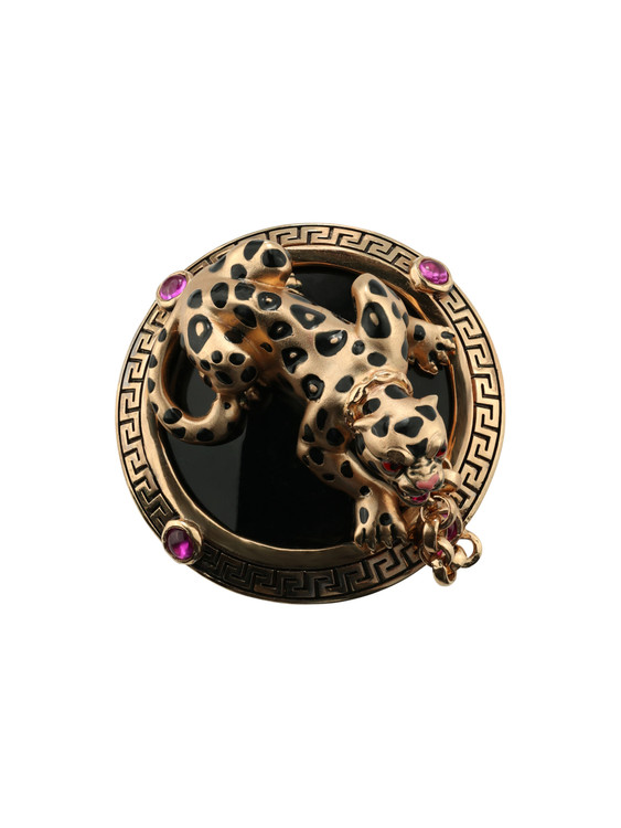 Кольцо из золота c эмалью, ониксом и рубином