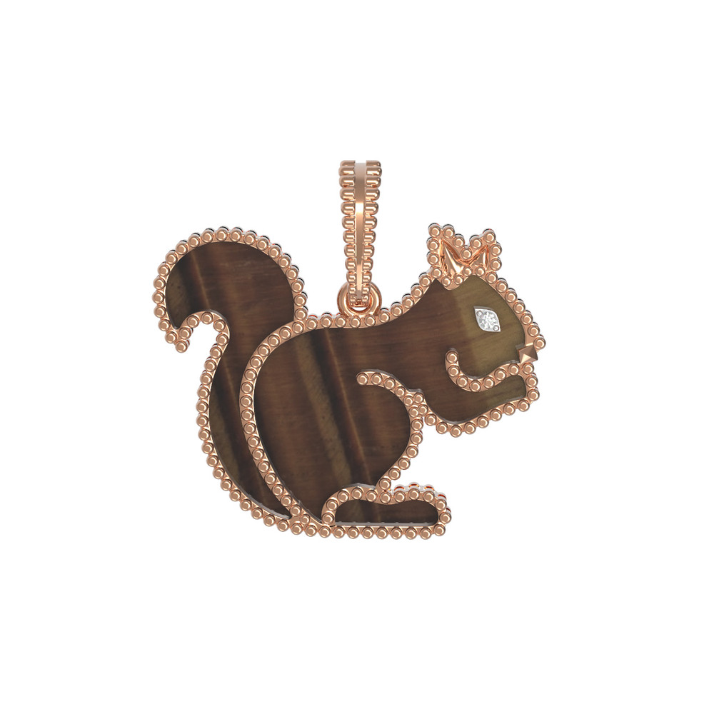 Подвеска из золота c бриллиантами и тигровым глазом