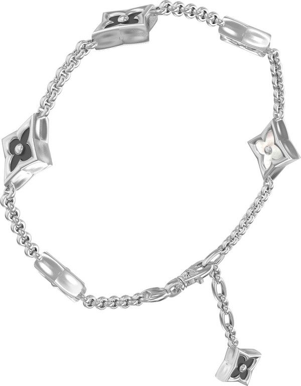 Браслет из белого золота c ониксом и перламутром