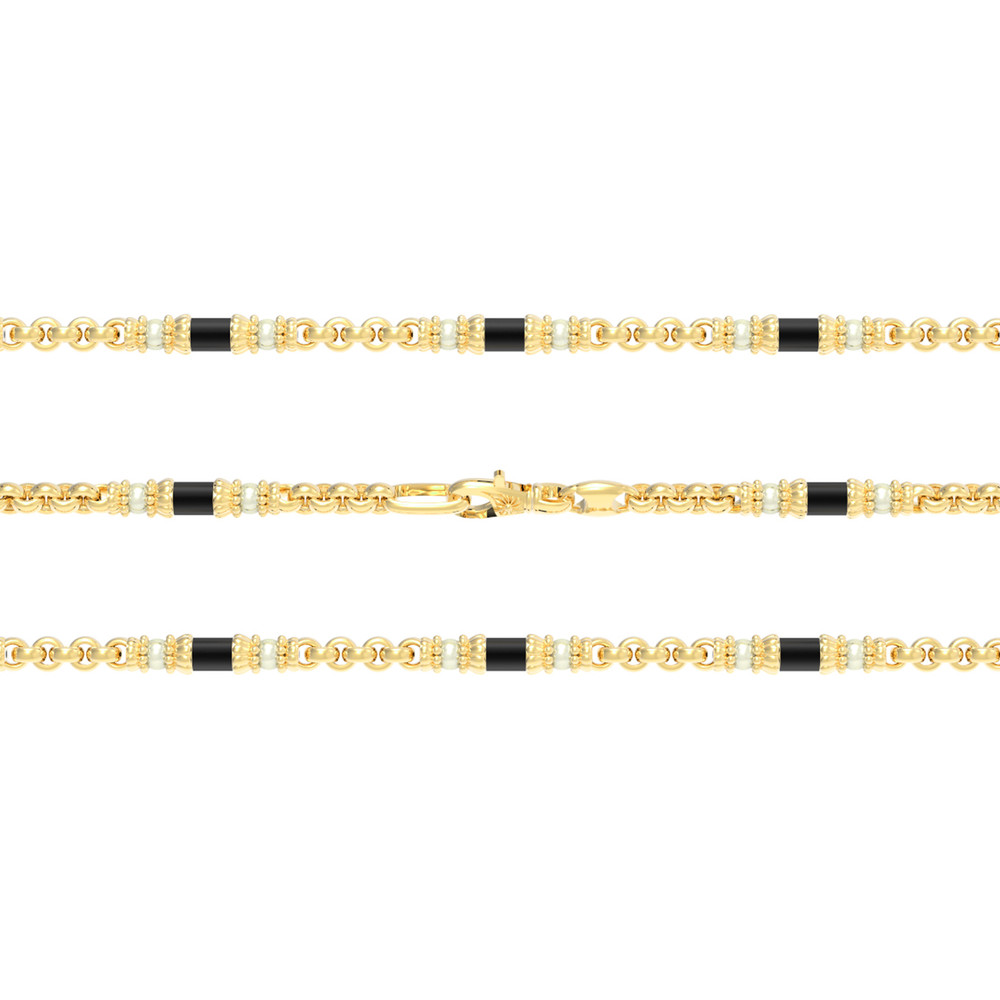 Цепь из лимонного золота c жемчугом и ониксом