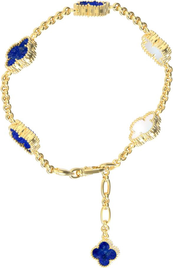 Браслет из лимонного золота c лазуритом и перламутром