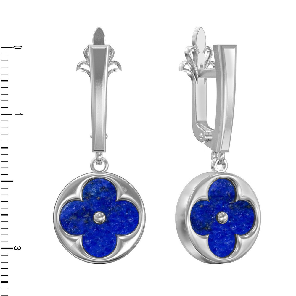 Серьги из белого золота c лазуритом