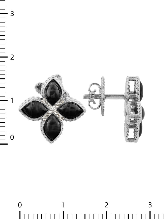 Серьги из белого золота c бриллиантами и ониксом