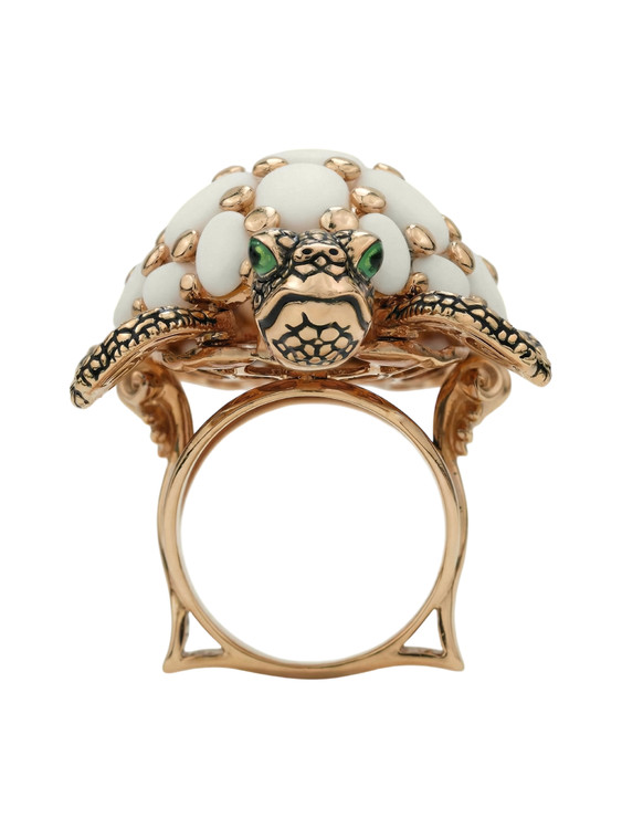 Кольцо из золота c эмалью и бивнем мамонта