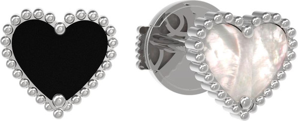 Серьги из белого золота c ониксом и перламутром