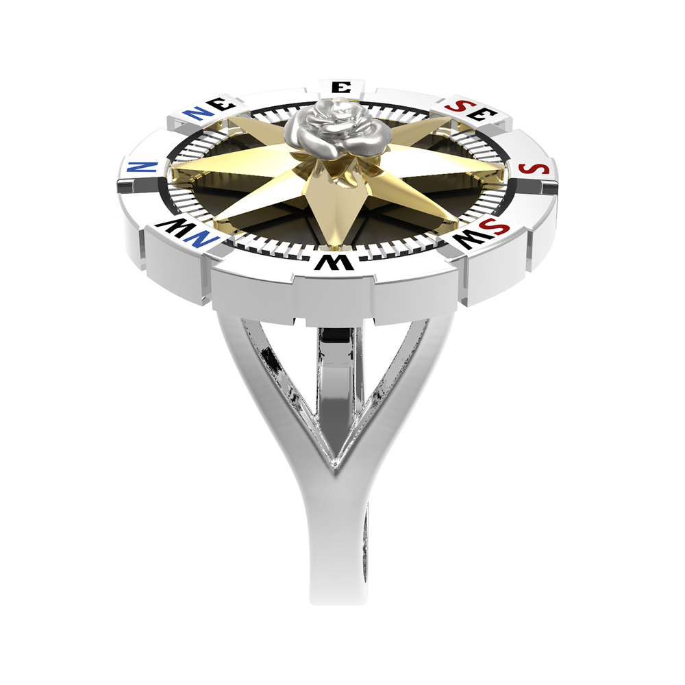 Кольцо из белого золота c эмаль и ониксом