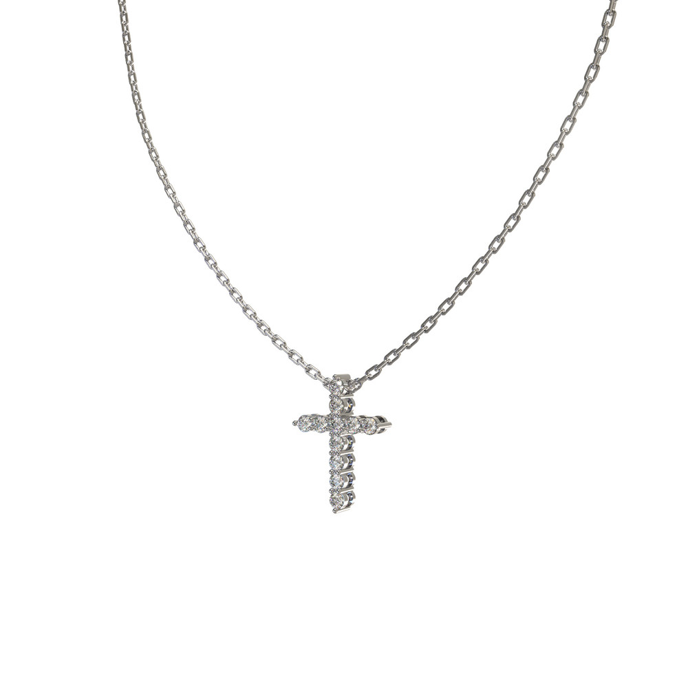 Крест из белого золота c бриллиантами