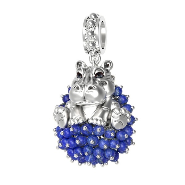 Подвеска из белого золота c эмаль и лазуритом