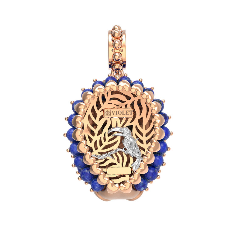 Подвеска из золота c эмаль и лазуритом