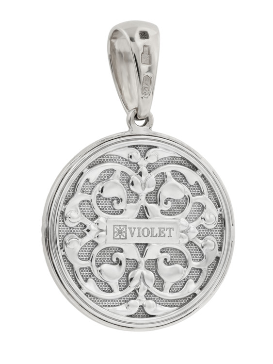 Подвеска из белого золота c эмаль