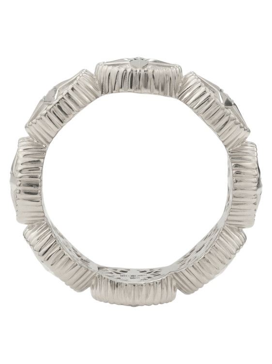 Кольцо из белого золота c бриллиантами, ониксом и перламутром