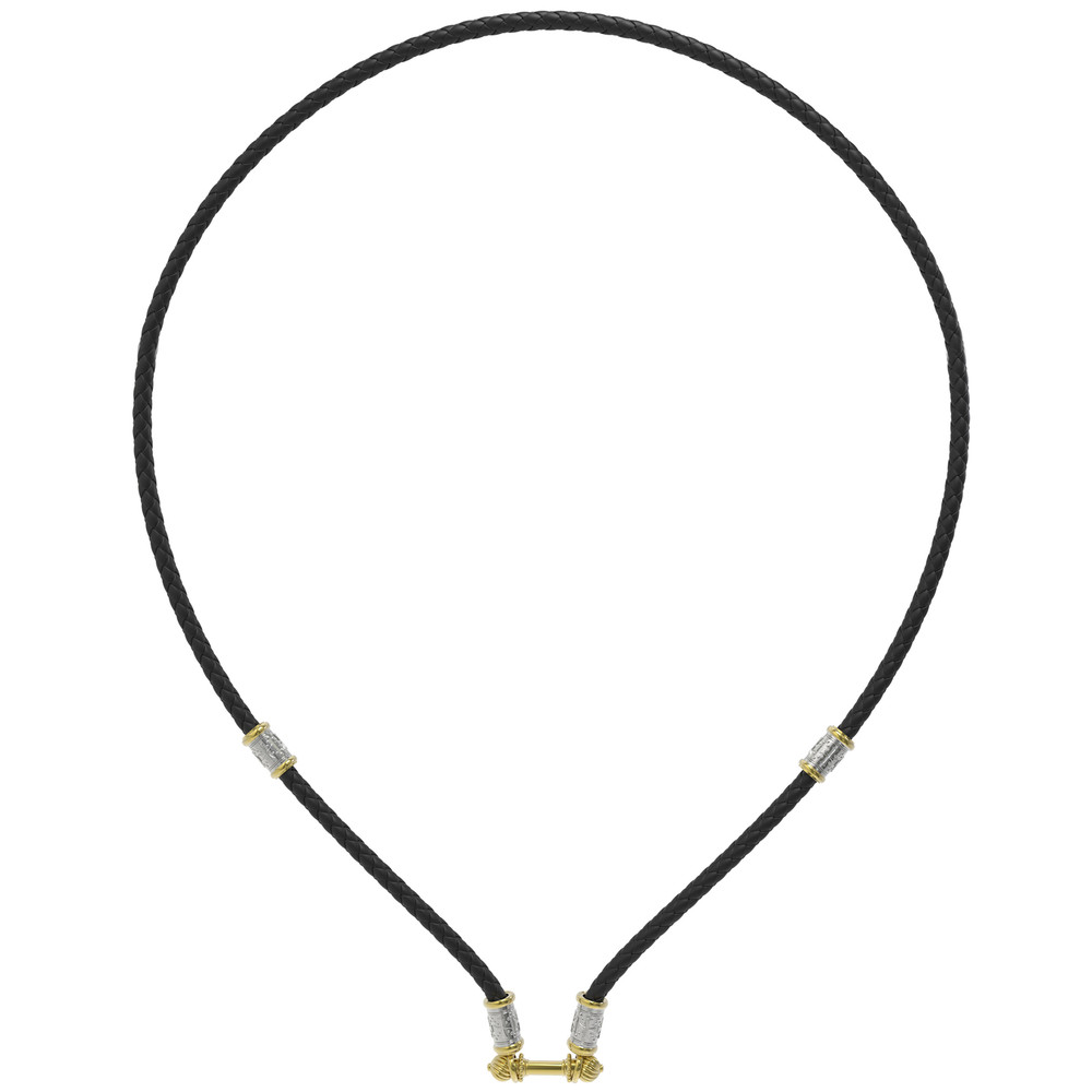 Гайтан из лимонного золота c кожаным шнурком