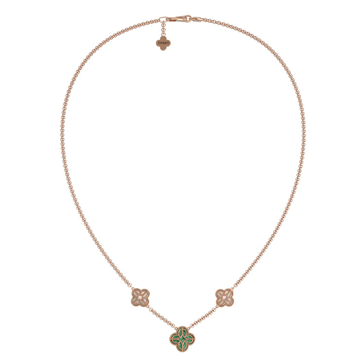 Колье из золота c бриллиантами, малахитом и перламутром