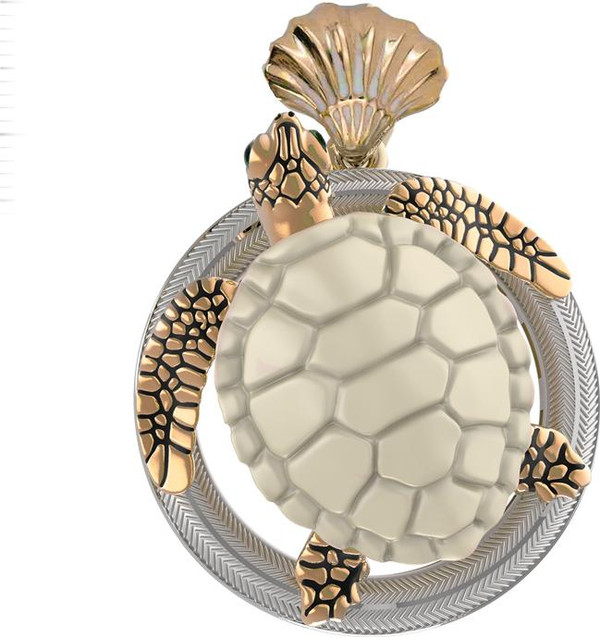 Подвеска из золота c эмаль и бивнем мамонта