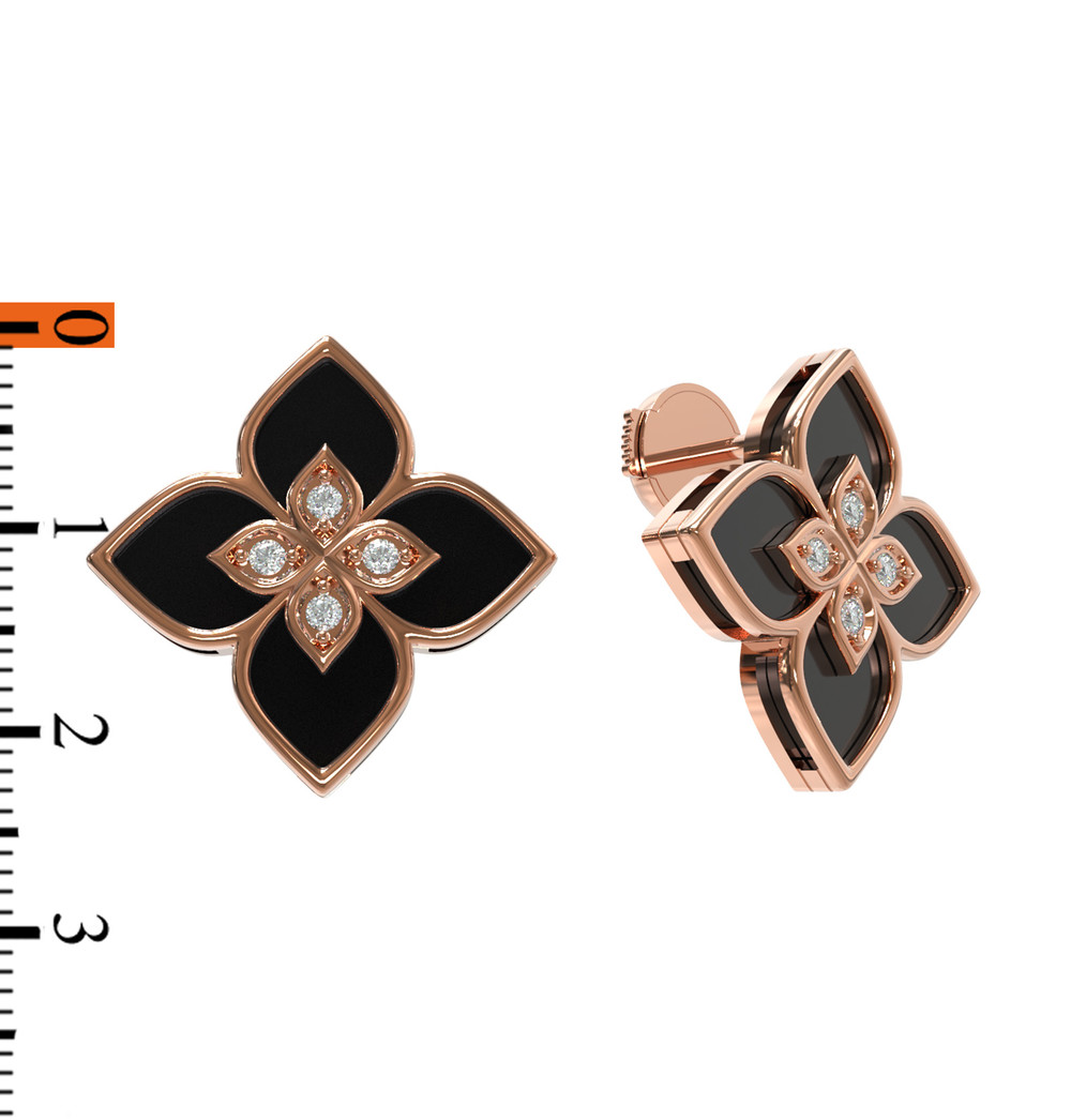 Серьги из золота c бриллиантами и ониксом