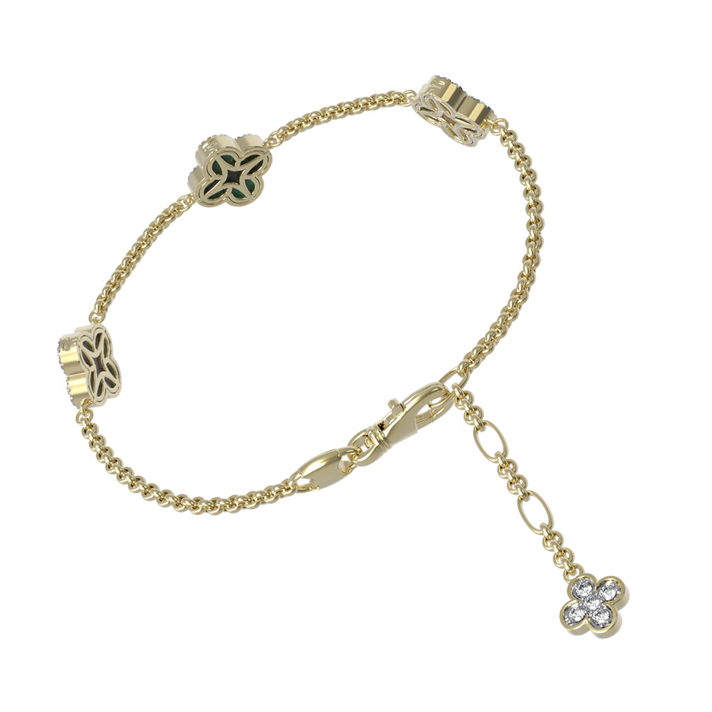 Браслет из лимонного золота c бриллиантами, малахитом и перламутром