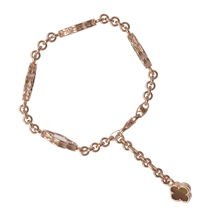 Браслет из золота c тигровым глазом и перламутром