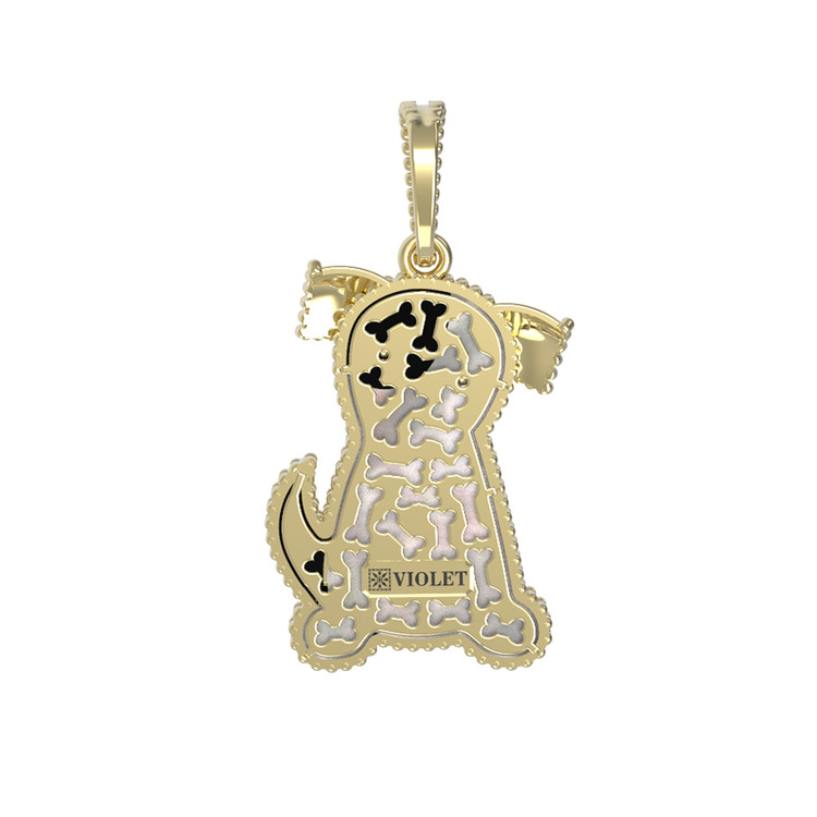 Подвеска из лимонного золота c эмаль , ониксом и перламутром