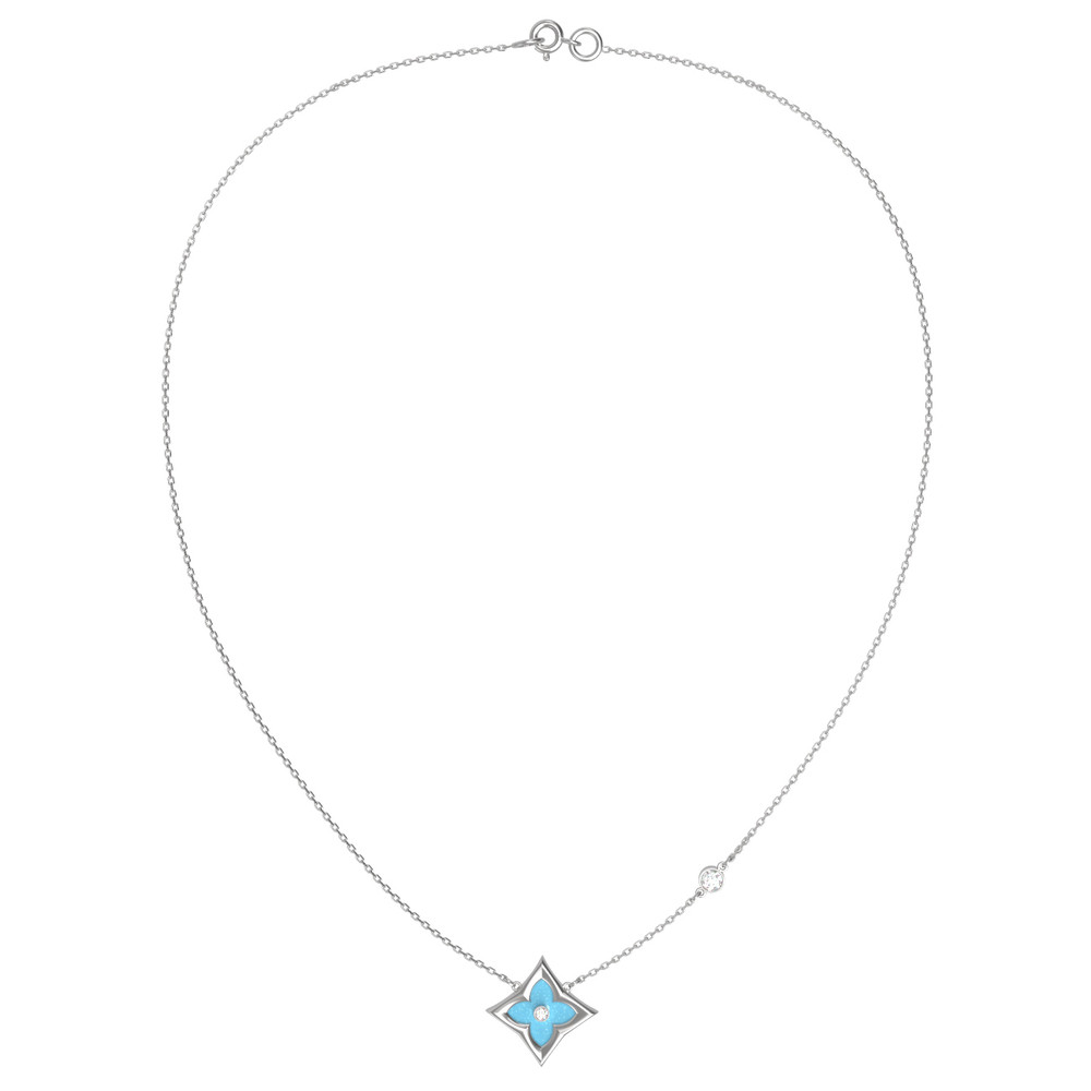 Колье из белого золота c бриллиантами и бирюзой