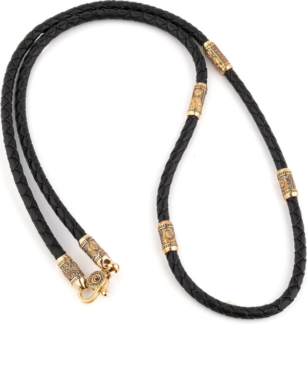 Шнурок кожаный из золота c кожаным шнурком