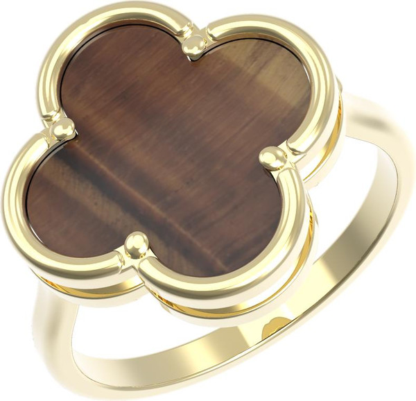 Кольцо из лимонного золота c тигровым глазом