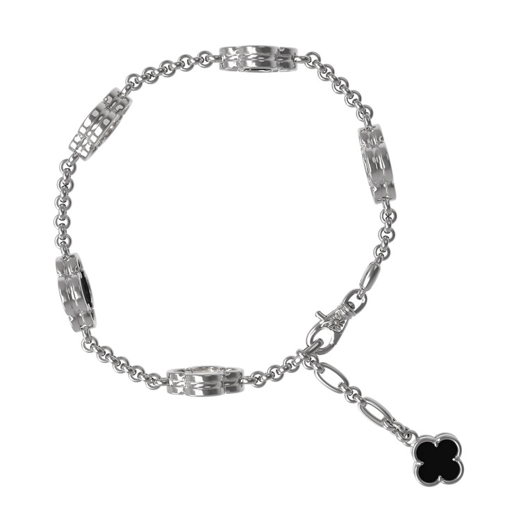 Браслет из белого золота c ониксом и перламутром