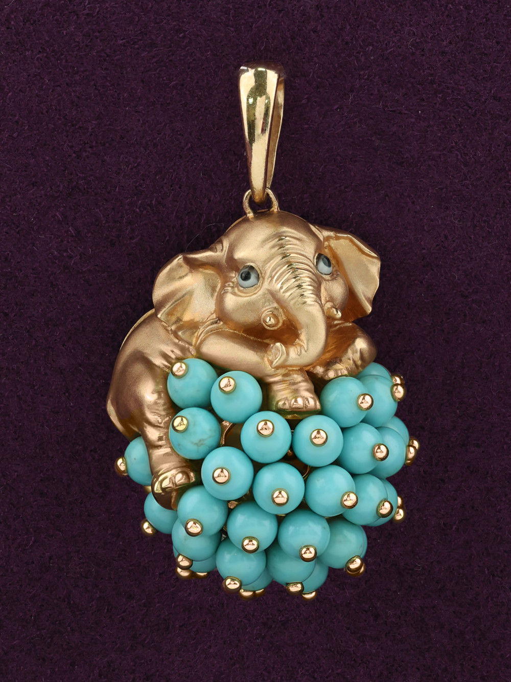 Подвеска из золота c эмаль и бирюзой