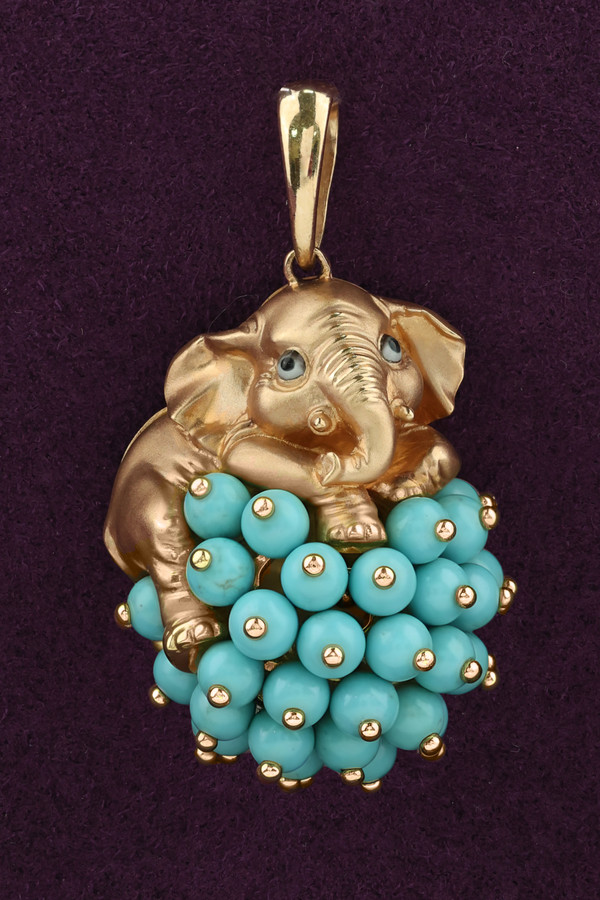 Подвеска из золота c эмаль и бирюзой