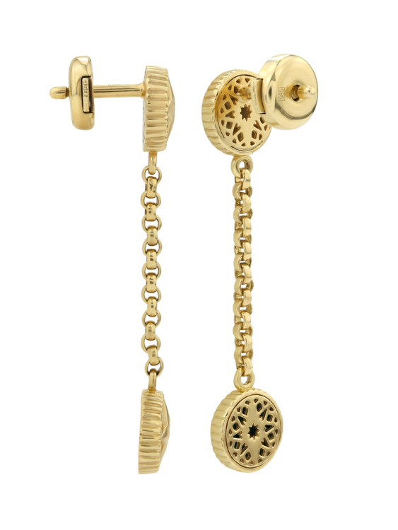 Серьги из лимонного золота c бриллиантами, малахитом и перламутром