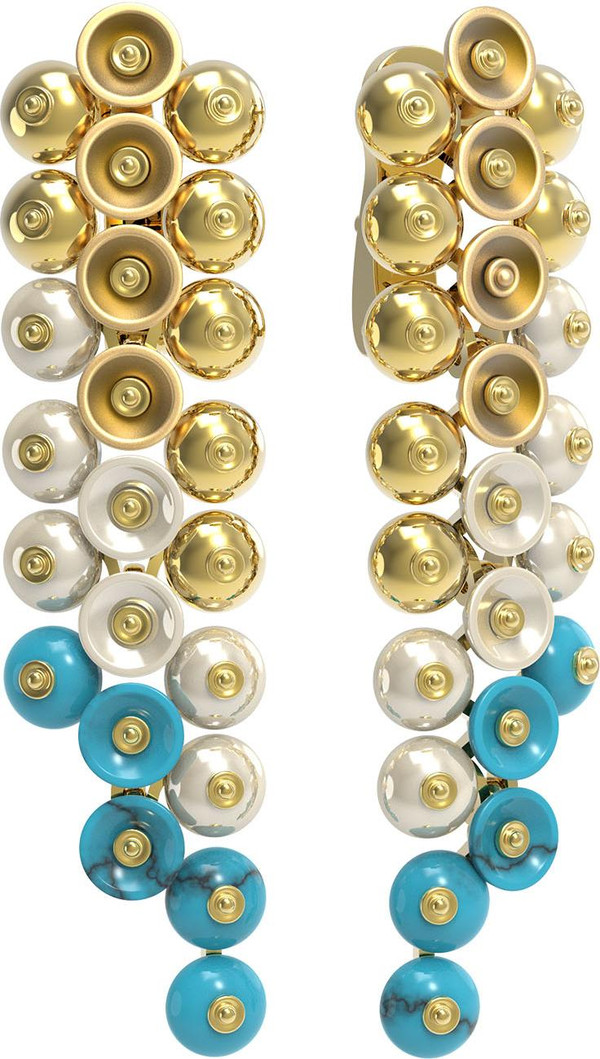 Серьги из лимонного золота c бирюзой и перламутром