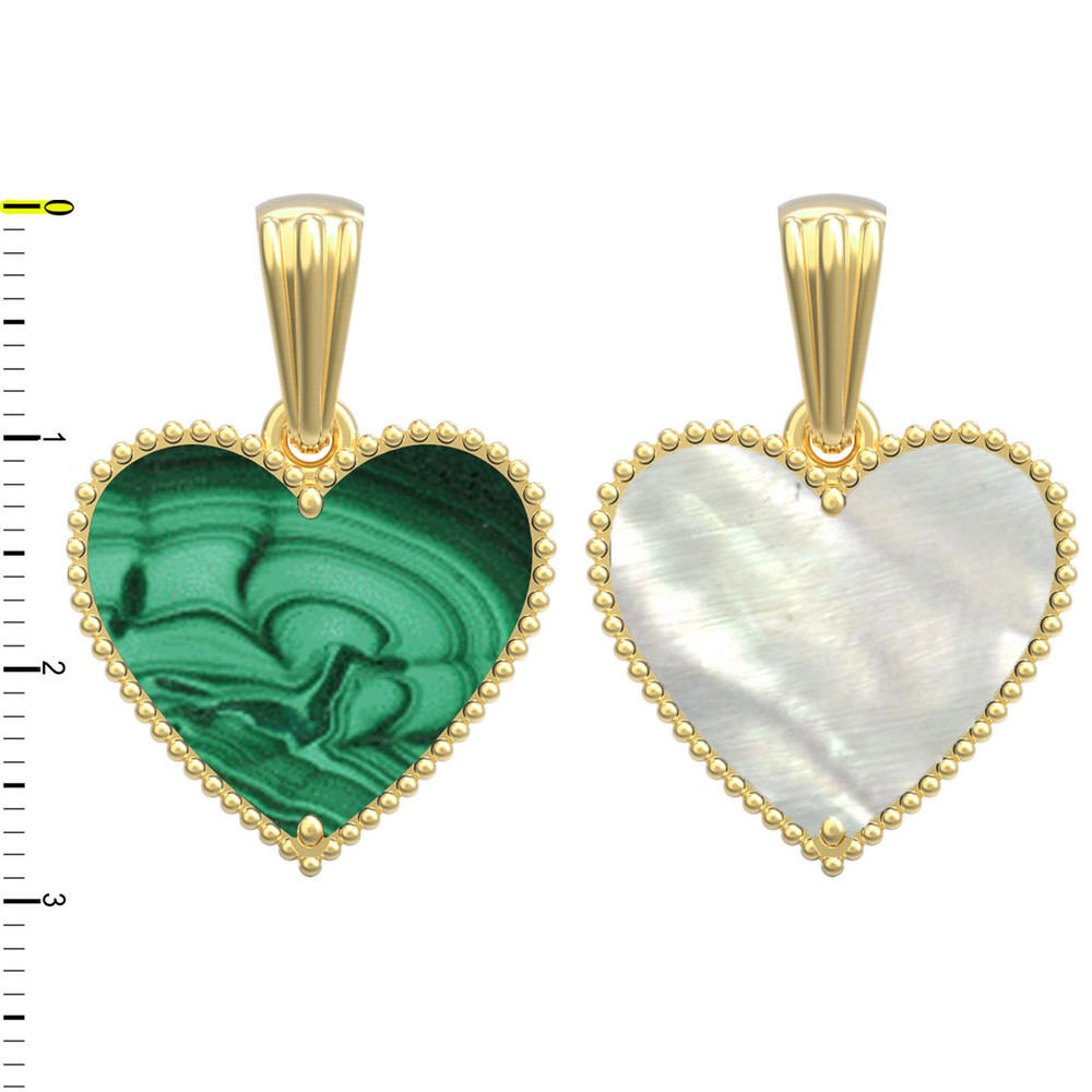 Подвеска из лимонного золота c малахитом и перламутром