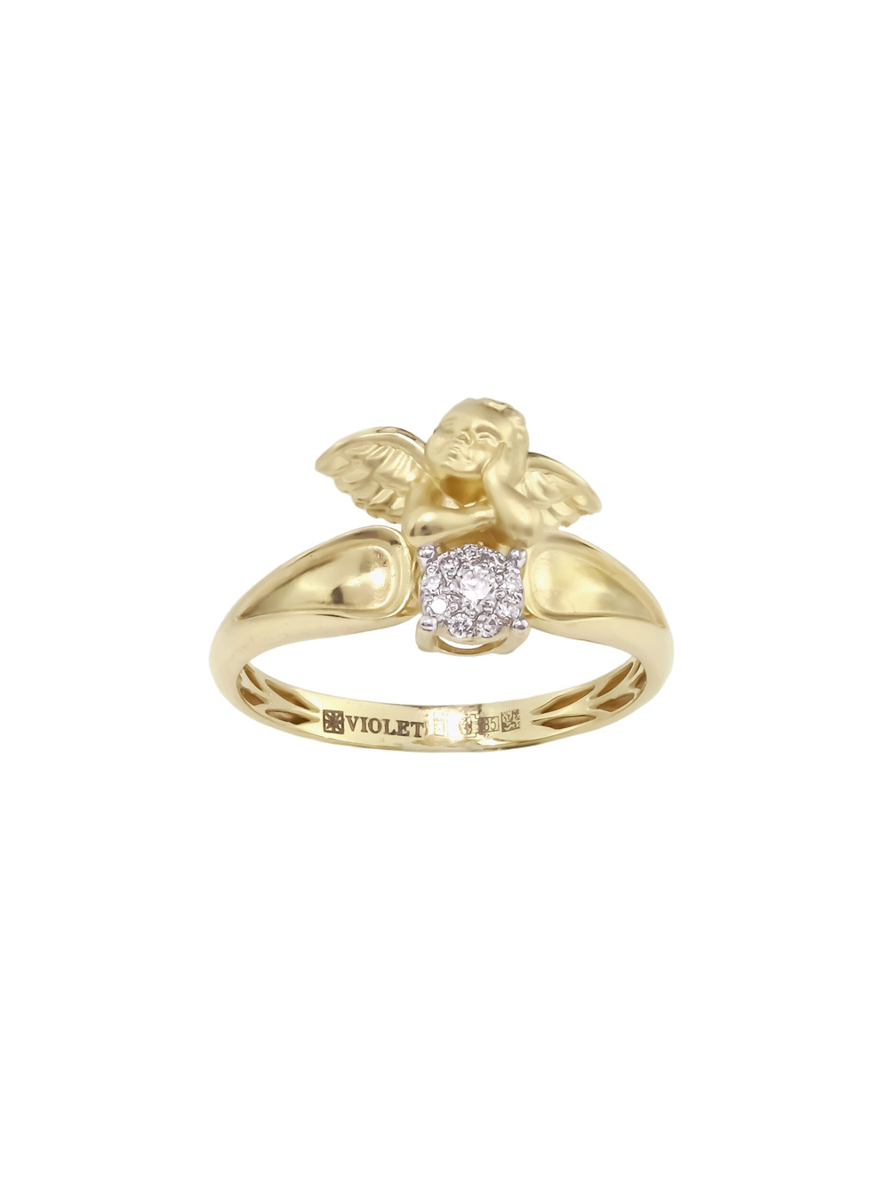 Кольцо из лимонного золота c бриллиантами