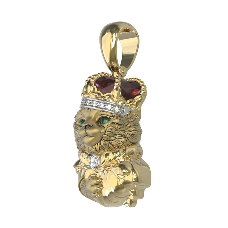 Подвеска из лимонного золота c эмаль , бриллиантами и рубином