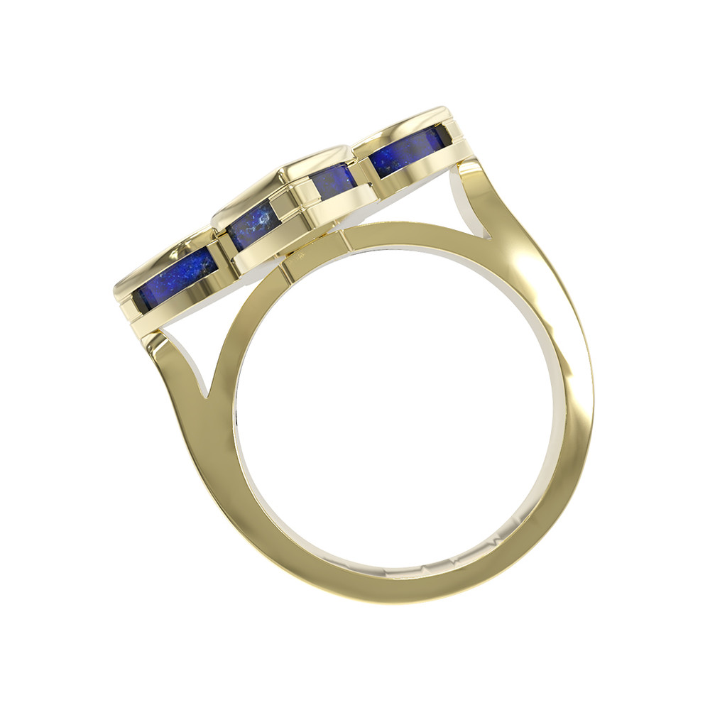 Кольцо из лимонного золота c бриллиантами и лазуритом