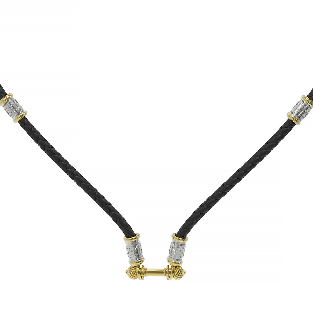 Гайтан из лимонного золота c кожаным шнурком