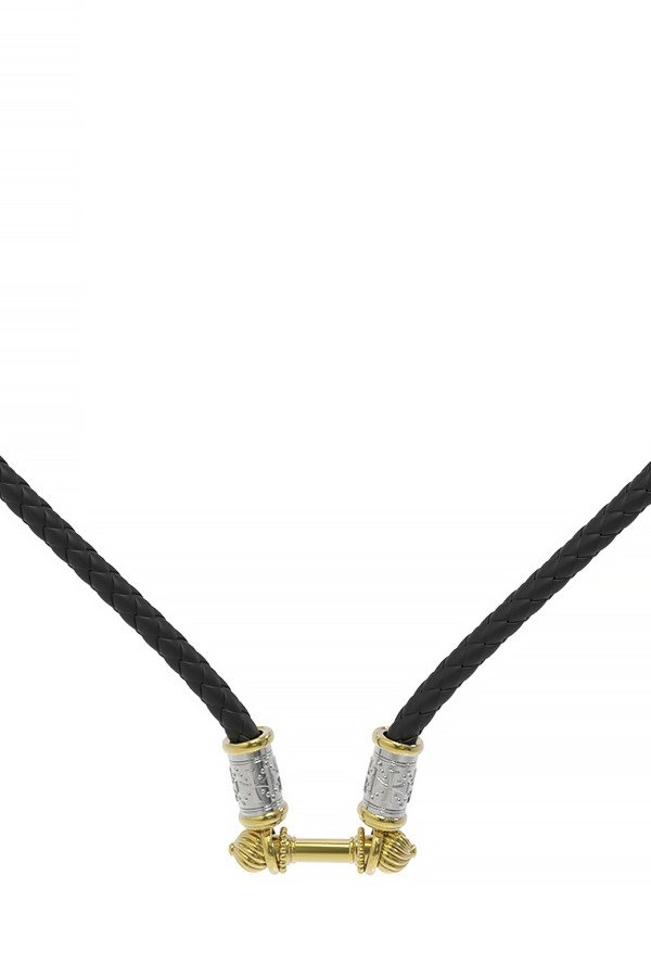 Шнурок кожаный из лимонного золота c кожаным шнурком