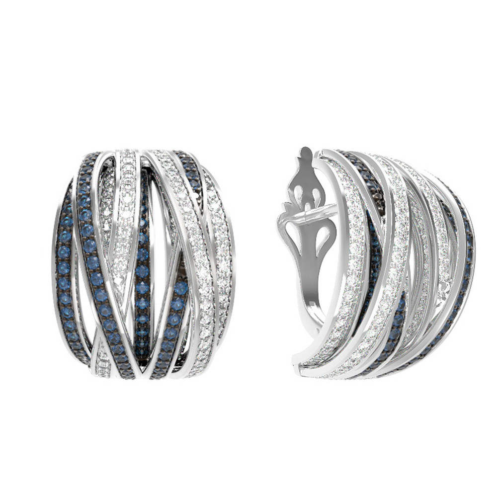 Серьги из белого золота c фианитом