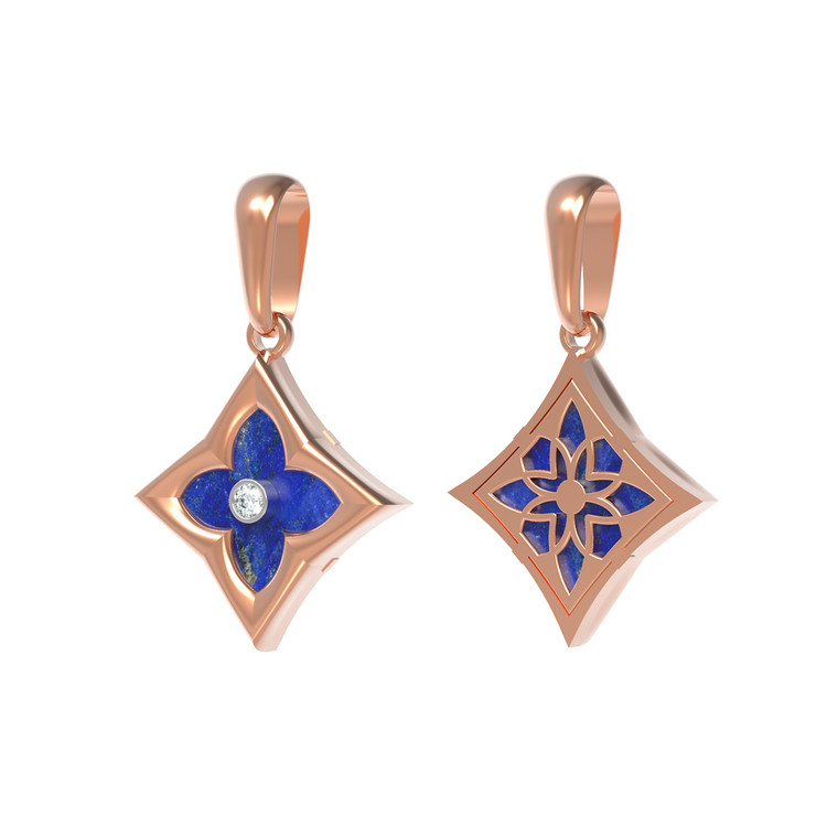 Подвеска из золота c бриллиантами и лазуритом