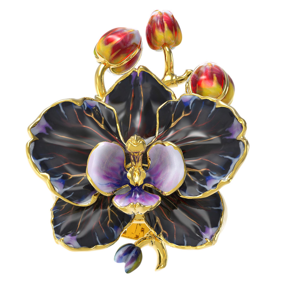 Кольцо из лимонного золота c эмалью