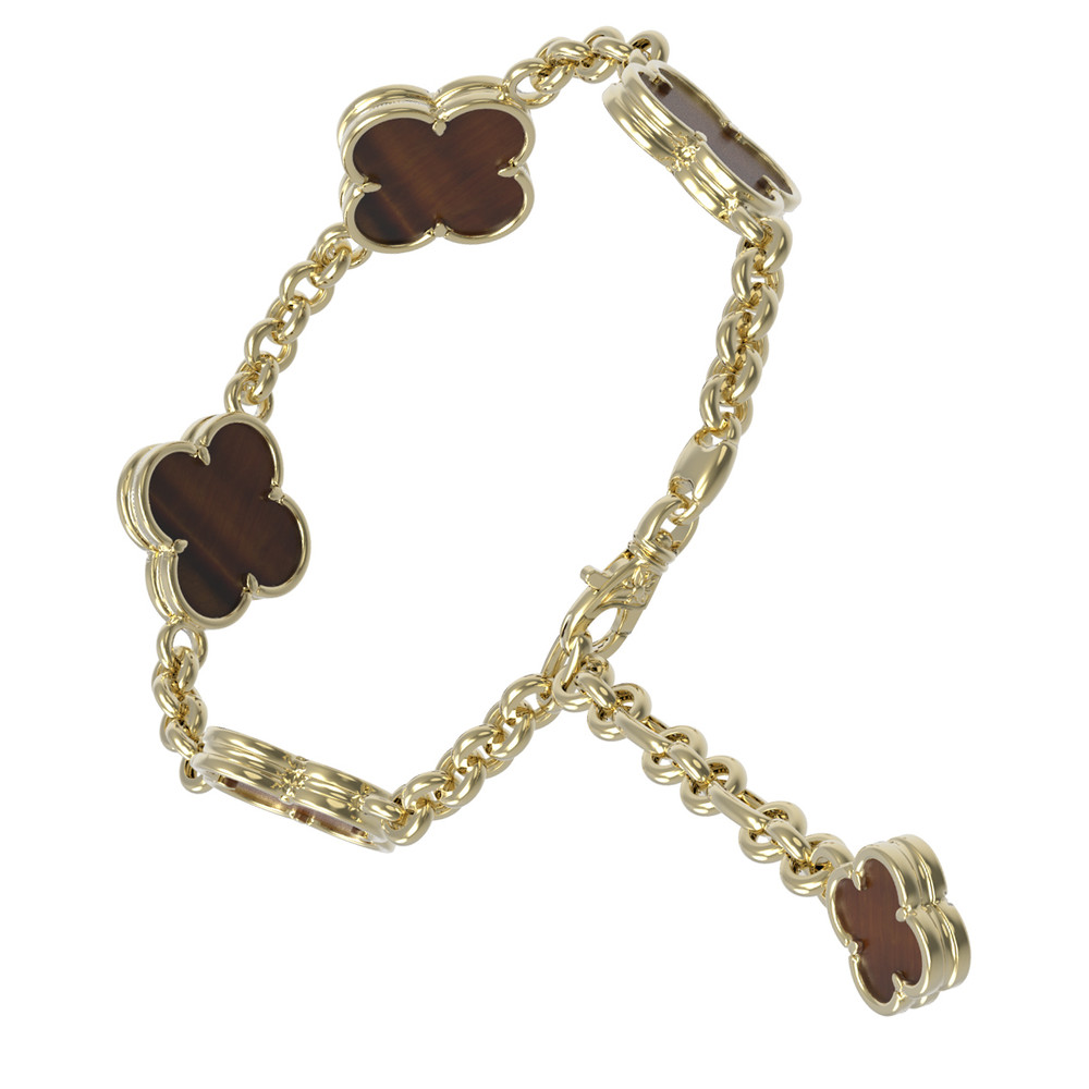 Браслет из лимонного золота c тигровым глазом