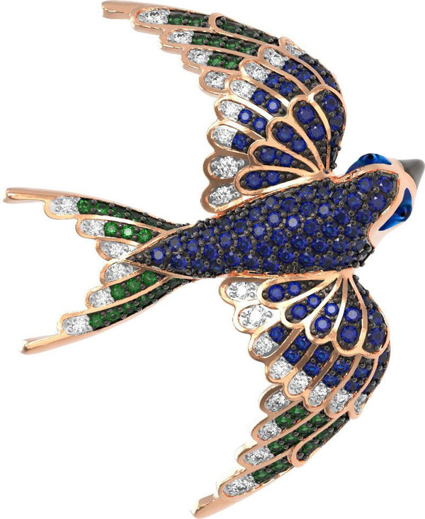 Подвеска из золота c эмаль и фианитом