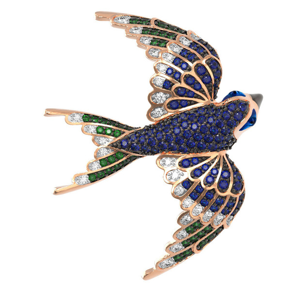 Подвеска из золота c эмаль и фианитом