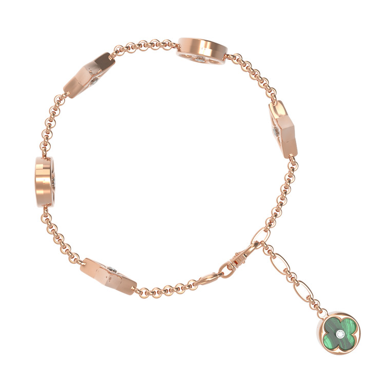 Браслет из золота c бриллиантами, малахитом и перламутром