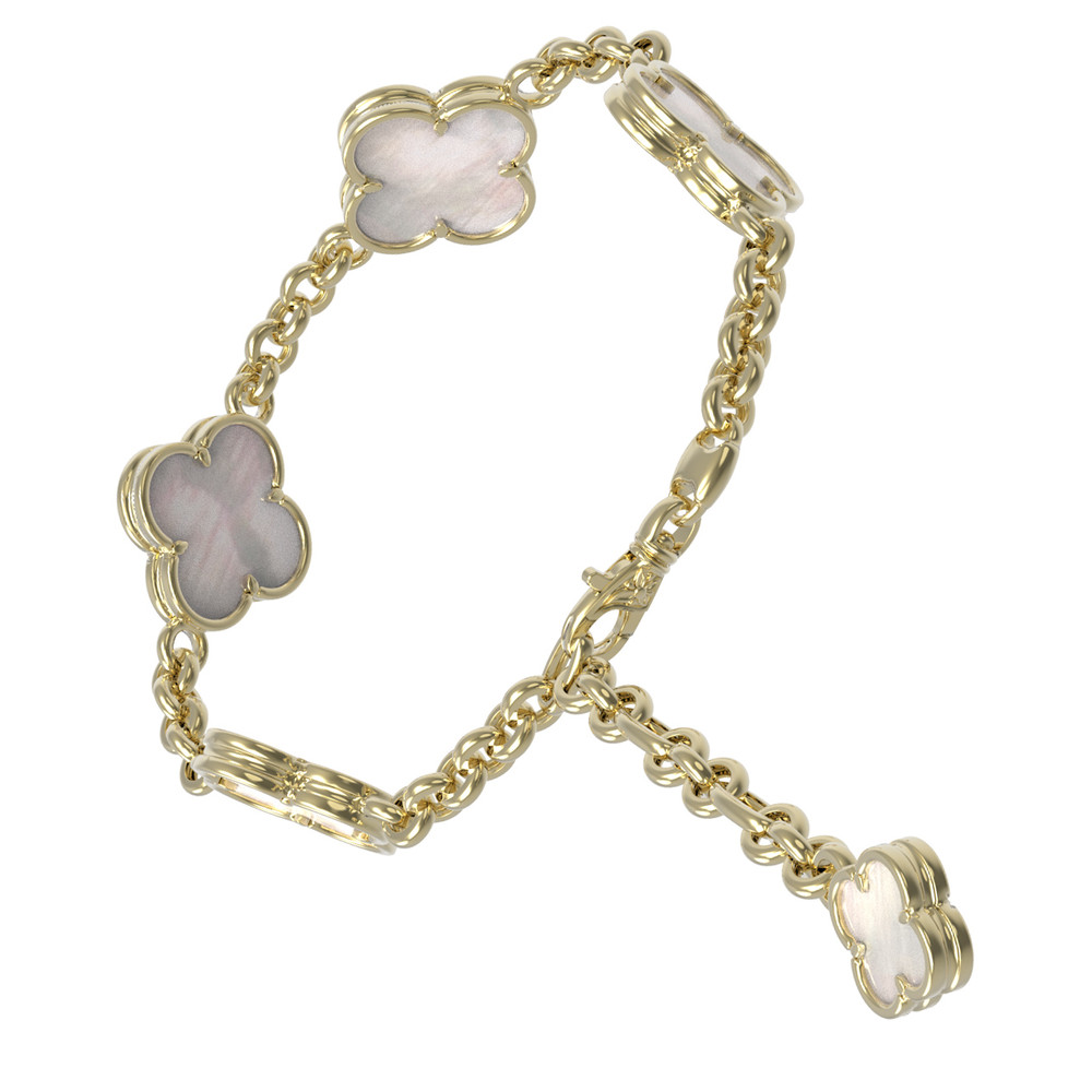 Браслет из лимонного золота c перламутром