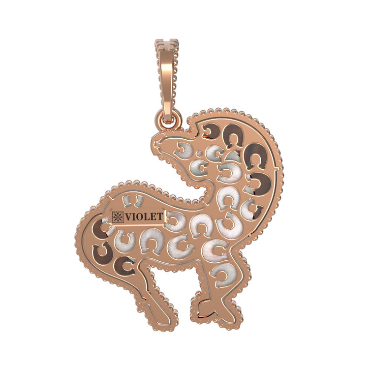 Подвеска из золота c эмалью, тигровым глазом и перламутром