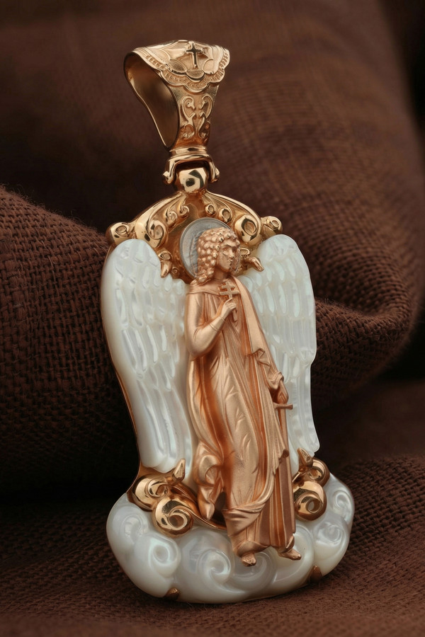 Образок из золота c перламутром