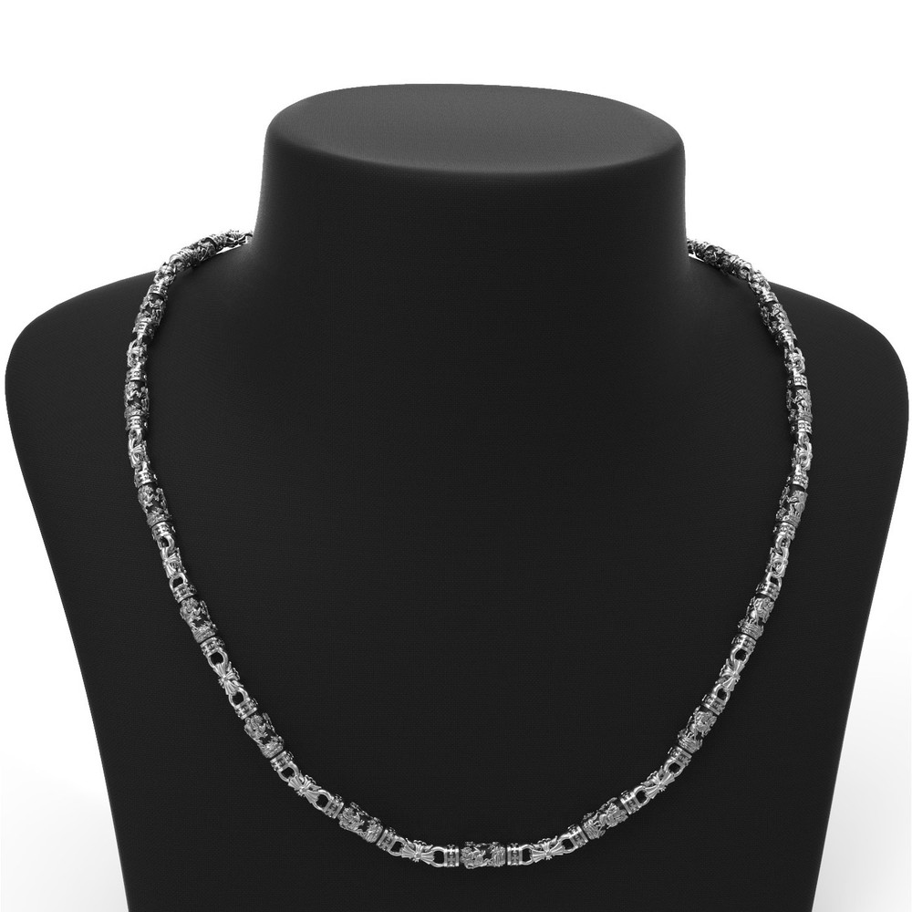 Цепь из белого золота c эбеновым деревом