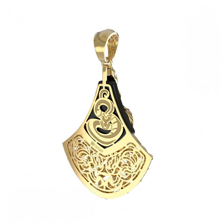 Подвеска из лимонного золота c бриллиантами и ониксом