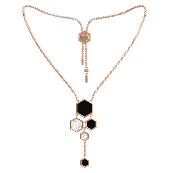 Колье из золота c ониксом и перламутром