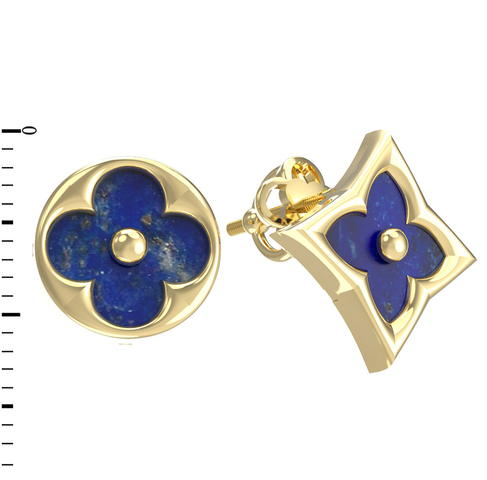 Серьги из лимонного золота c лазуритом
